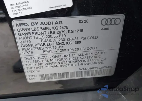 2020 Audi Q5 Premium 45 Tfsi Quattro S Tronic from USA, damaged, VIN WA1ANAFY4L2074498